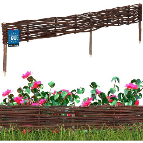 KOTARBAU® Clôture Bois - Bordure Jardin Extérieur - 120 x 10 cm - Bordure de Jardin en Osier à Planter - Marron - Cloture en Osier - Décoration Extérieure (1/5)