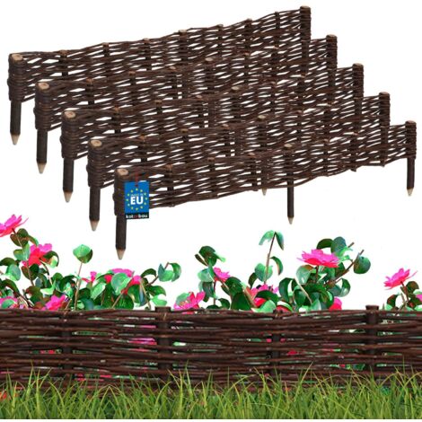 KOTARBAU® Lot de 5 Clôture Bois - Bordure Jardin Extérieur - 110 x 10 cm - Bordure de Jardin en Osier à Planter - Marron - Cloture en Osier - Décoration Extérieure (1/5)