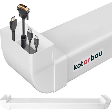 KOTARBAU® Cache Cable - Goulotte Passe Cable - PVC - 110 x 55 mm - 112 cm - Blanc - Mural - Goulotte Electrique - Cache Fil Electrique - Installation Facile (1/5)