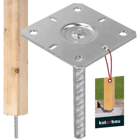 KOTARBAU® Support de Poteau à Sceller - Acier Galvanisé - 130 x 130 x 200 mm - Argent - Pied de Poteau - avec Ancre Béton - pour Clôture et Poutre - Robuste - Résistant à La Corrosion (1/5)