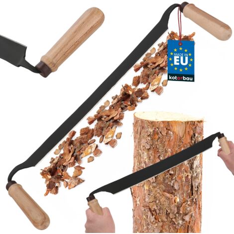 KOTARBAU® Ecorceur de Dois - Couteau de Tirage - Acier Carbone - 380 mm - Noir - Outil de Travail du Bois - Manche Ergonomique - Couteau à Tirage Droit - Résistant