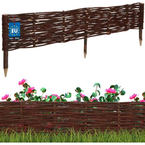 KOTARBAU® Clôture Bois  - Bordure Jardin Extérieur - 100 x 10 cm - Bordure de Jardin en Osier à Planter - Marron - Cloture en Osier - Décoration Extérieure