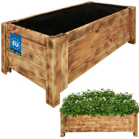 KOTARBAU® Jardinière Extérieur - Bois de Pin Imprégné - 79 x 39 x 30 cm - Rustique - jardiniere sur pieds - Bac à Fleurs Rectangulaire - Grande Capacité - avec Toile Anti-Mauvaises Herbes (1/5)