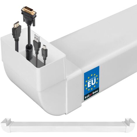 KOTARBAU® Cache Cable - Goulotte Passe Cable - PVC - 110 x 55 mm - 162 cm - Blanc - Mural - Goulotte Electrique - Cache Fil Electrique - Installation Facile (1/5)