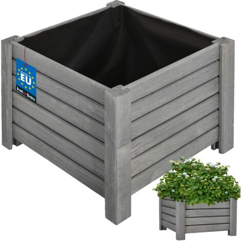 KOTARBAU® Jardinière Extérieur - Bois de Pin Imprégné - 38 x 38 x 30 cm - Anthracite - Jardiniere sur Pieds - Bac à Fleurs Rectangulaire - Grande Capacité - avec Toile Anti-Mauvaises Herbes (1/5)
