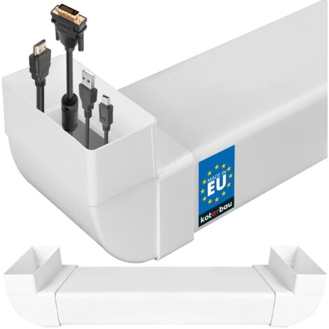 KOTARBAU® Cache Cable - Goulotte Passe Cable - PVC - 120 x 60 mm - 63 cm - Blanc - Mural - Goulotte Electrique - Cache Fil Electrique - Installation Facile (1/5)