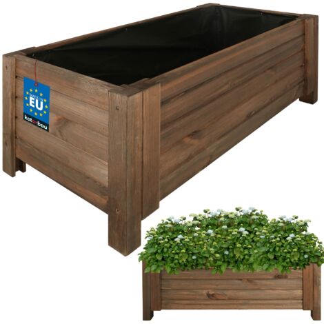 KOTARBAU® Jardinière Extérieur - Bois de Pin Imprégné - 79 x 39 x 30 cm - Brun - Jardiniere sur Pieds - Bac à Fleurs Rectangulaire - Grande Capacité - avec Toile Anti-Mauvaises Herbes (1/5)