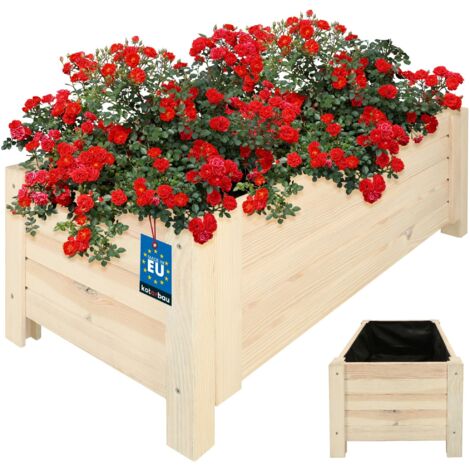KOTARBAU® Jardinière Extérieur - Bois de Pin Imprégné - 79 x 39 x 30 cm - Blanc - Jardiniere sur Pieds - Bac à Fleurs Rectangulaire - Grande Capacité - avec Toile Anti-Mauvaises Herbes (1/5)