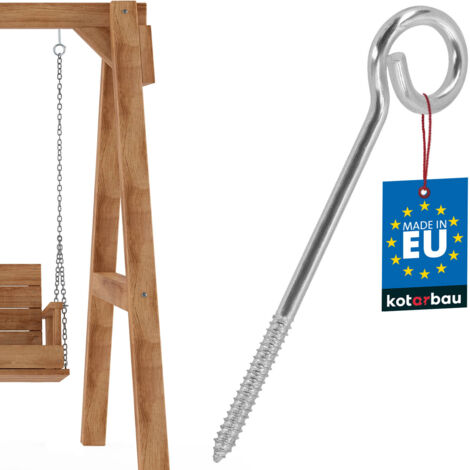 KOTARBAU® Crochet à Visser - Pour Balançoire - Acier Galvanisé - ⌀ 10 x 230 mm - Argent - Crochet Plafond - pour Bois - Fixation Sécurisée - Queue de Cochon à Visser