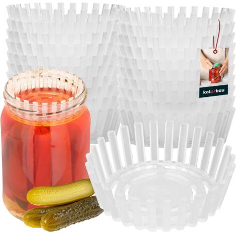 KOTARBAU® 20 Pièces Poids de Fermentation - Presse à Cornichons - 100 mm - Grille de Fermentation pour Bocaux - Polypropylène - Transparent - Séparateur pour Bocaux (1/5)