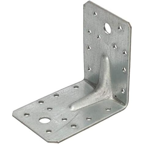 KOTARBAU Connecteur d'angle 90x90x65 mm avec nervure, équerre perforée renforcée, équerre de fixation, assemblage bois, connecteur d'angle en acier galvanisé, argent, top qualité