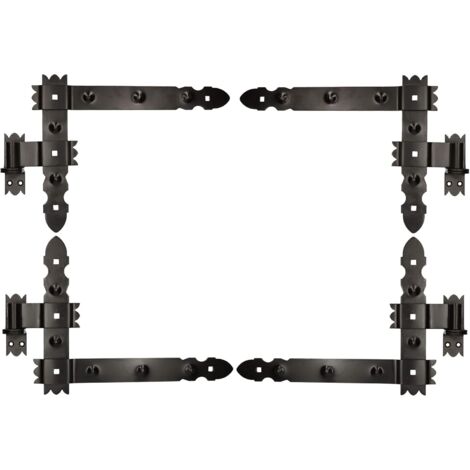 KOTARBAU Lot de 2 bandes d'angle 400 x 300 mm avec trous pour fenêtre 2 paires de charnières de portail Noir (1/5)
