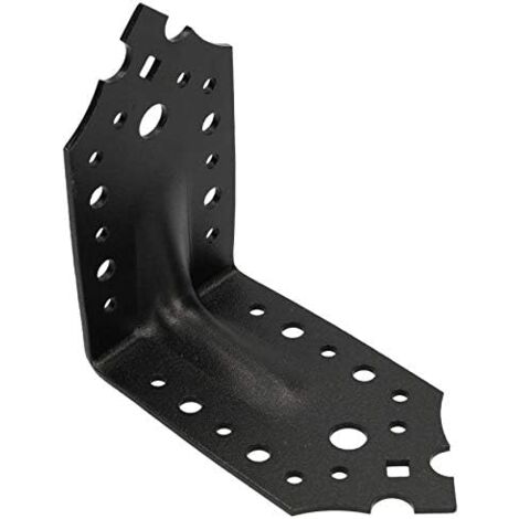 KOTARBAU Connecteur d'angle 115x115x65mm avec nervure équerre perforée renforcée équerre de fixation assemblage bois revêtement en poudre couleur noire décoratif