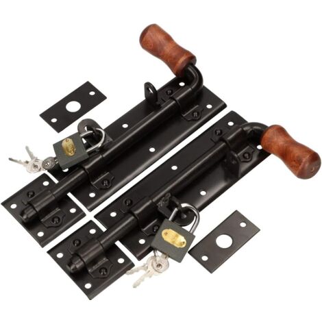 KOTARBAU Lot de 2 verrous de portail 280 mm à droite et à gauche avec cadenas (1/5)