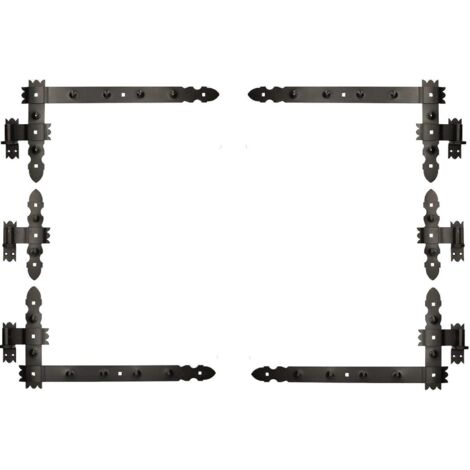 Kotarbau – Penture équerre 600 x 300 mm – Acier enduit de poudre – 6 pièces avec gonds – Résistante aux intempéries pour volets et portails