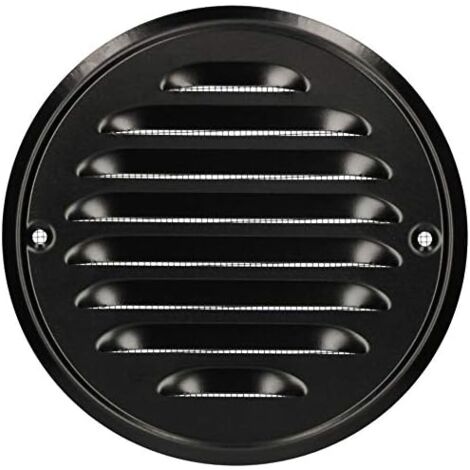 KOTARBAU Grille d’aération ronde en tôle de zinc, fixation par vissage, 130 mm, noir, protection anti-insectes, grille de ventilation à lamelles