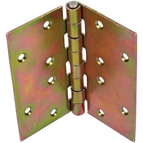 KOTARBAU Charnière de porte 100 mm x 100 mm roulée galvanisée jaune à bords biseautés Charnière de meuble Charnière de porte Charnière de porte Charnière de coffre Charnière de placard Charnière à 2 a