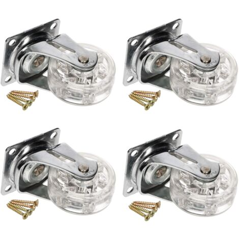 KOTARBAU Lot de 4 roulettes de meuble transparentes Ø 50 mm Pour tous les types de sols Roulettes pivotantes en caoutchouc Roulettes de transport Pour canapés coulissantes (1/5)