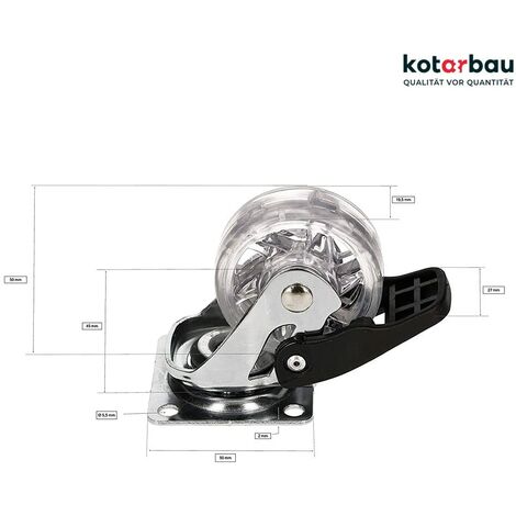Roue de patins Roue à roulettes de 3 pouces Transparent PU silencieux avec roulement 608ZZ