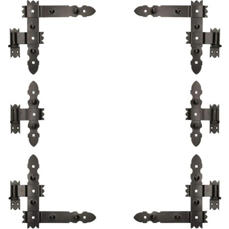 KOTARBAU Penture Équerre 300 x 300 mm avec Gond 6 Pièces Charnière d'Angle Charnière de Porte Noire Enduite de Poudre Quincaillerie de Construction