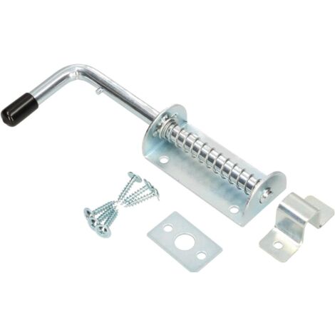 KOTARBAU Boulon à ressort Boulon de porte Boulon Grendel Argent Antirouille Poignée en caoutchouc Résistant aux intempéries Avec ressort Boulon de porte Coulissant Portes Portails Galvanisé