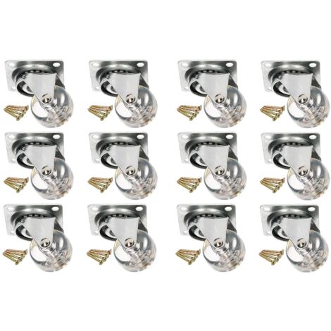 KOTARBAU Lot de 12 roulettes de meuble transparentes Ø 35 mm Pour tous les types de sols Roulettes pivotantes en caoutchouc Roulettes de transport Pour canapés coulissantes (1/5)