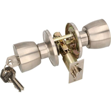 KOTARBAU Bouton de porte avec serrure - En métal - Rond - Avec 3 clés - Rosace à encastrer (satiné)
