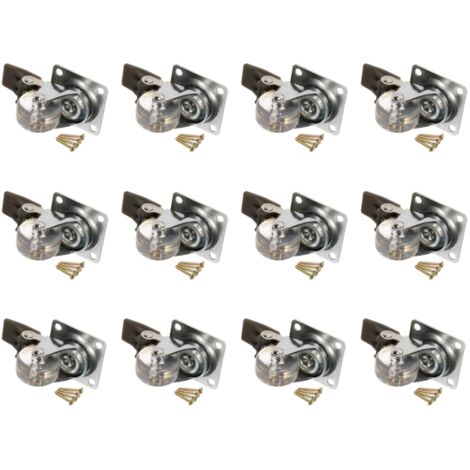 KOTARBAU Lot de 12 roulettes de meuble transparentes Ø 35 mm avec frein pour tous les types de sols Roulettes pivotantes en caoutchouc Roulettes de transport pour canapés coulissantes (1/5)