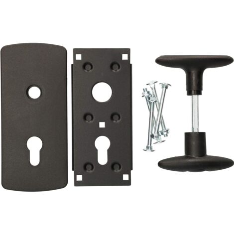 KOTARBAU Poignée de portail de garage 76 x 173 mm – Éléments de montage avec plaque de porte, ferrures et poignée