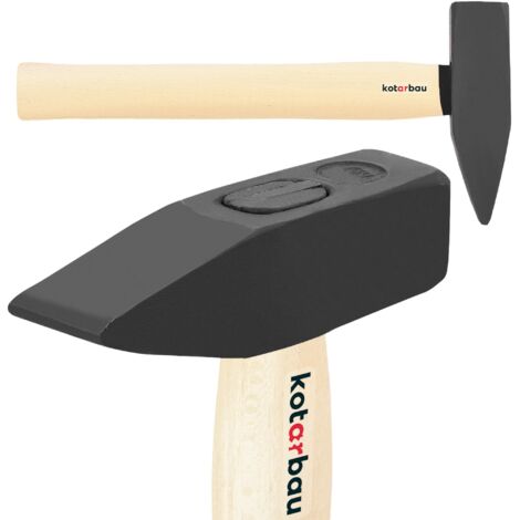 KOTARBAU® Marteau - Acier - 1 kg - Massette - Masse Outil - 30,5 cm - Marteau Forgeron - Masse pour Fendre le Bois - Noir Naturel - avec Manche en Bois - Ergonomique