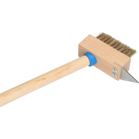 KOTARBAU Brosse à joints de 40 mm avec poils en acier Brosse de désherbage Brosse en acier Brosse de nettoyage pour joints avec poils en acier pour pavés avec manche 120 cm