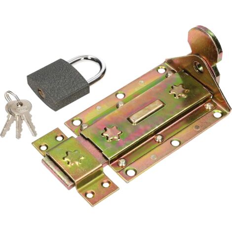KOTARBAU Verrou de serrure 180 mm + solide cadenas droit jaune galvanisé universel (1/5)