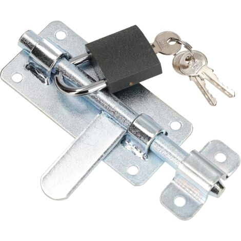 KOTARBAU Verrou de porte 150 mm galvanisé avec cadenas robuste argenté universel (1/5)