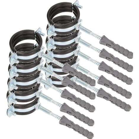 Kotarbau – Lot de 10 colliers de serrage 1'' en acier galvanisé – Avec joint en caoutchouc – Résistants aux acides et humidité – Pour conduits ronds