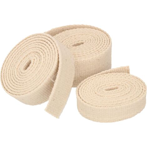 KOTARBAU Lot de 3 mèches plates pour lampe à huile - 13, 20, 25 mm - 1 m de coton - Pour lampes de jardin, torches tempêtes.