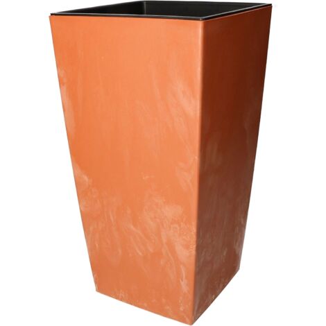 KOTARBAU Pot de Fleurs 170x170x325 mm Imitation Béton Terre Cuite + Insert Décoratif (1/5)