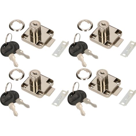 KOTARBAU Lot de 4 serrures de meuble 40 x 40 mm à visser pour portes de meubles et tiroirs