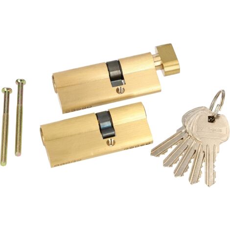 KOTARBAU Lot de 2 cylindres profilés à fermeture identique 45 x 30 mm avec bouton de fermeture