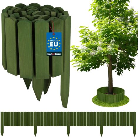 KOTARBAU® Bordure Jardin Exterieur Bois - 200 x 20 cm - Cloture Bois Jardin - Vert - Palissade Flexible - Décoration Jardin