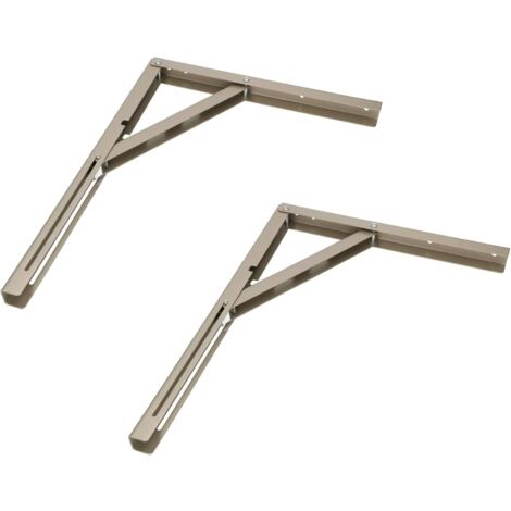 KOTARBAU Lot de 2 consoles pliantes 200/300/400 - Support mural en acier - Supports d'étagère - Supports d'étagère - Supports d'étagère - Charge lourde (400 x 300 mm, argent) (1/5)