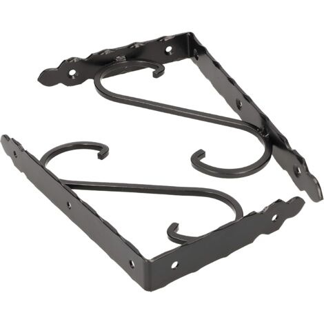 KOTARBAU Lot de 2 supports d'étagère forgés - 25 x 15 cm - Noir vieilli (1/5)