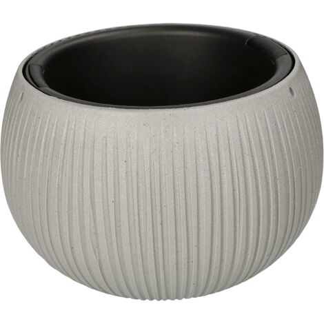 KOTARBAU Pot de Fleurs 240x160 mm Imitation Béton avec Motif de Vague + Pot Intérieur Style Moderne (1/4)
