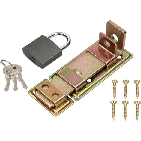 KOTARBAU Verrou droit 130 mm + solide cadenas jaune galvanisé universel (1/5)
