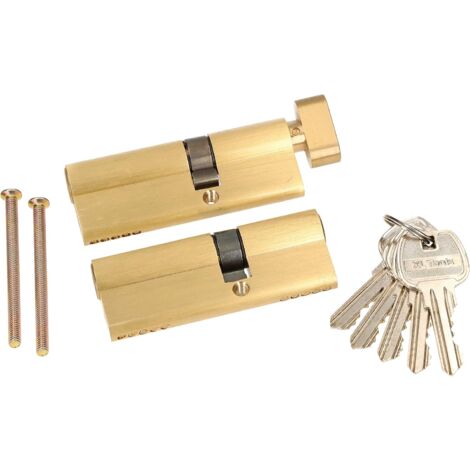 KOTARBAU Lot de 2 cylindres profilés à fermeture identique 50 x 35 mm avec bouton de fermeture