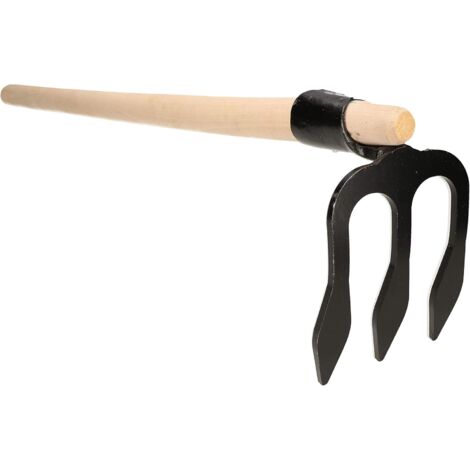 KOTARBAU Houe à pommes de terre 3 dents Manche en bois 90 cm Outil agricole