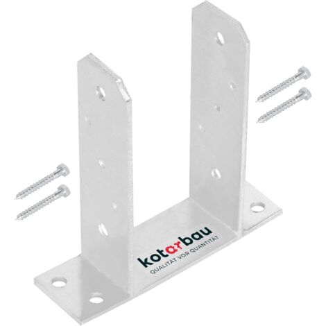 Kotarbau – Support de poteau en U 100 mm – Fixation à vis – Acier galvanisé – Pour poteaux en bois – Plaque de sol 200 x 60 mm (1/5)