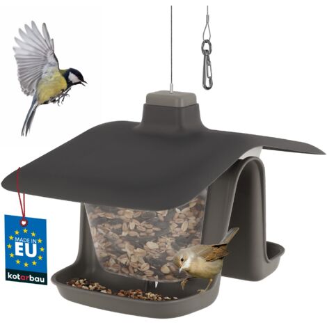 Double canard amusant birdyfeed double plastique double en pierre grise 28 (long) x 18.5 (largeur) x 17.3 (hauteur) cm (1/5)