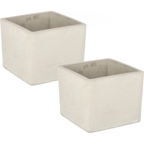 KOTARBAU Lot de 2 pots de fleurs carrés en béton décoratif (16 x 16 cm) (1/5)