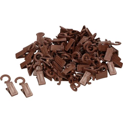 KOTARBAU Pinces à Rideaux avec Crochets pour Rideaux Ensemble de Rideaux de 100 Pinces Marron Noyer