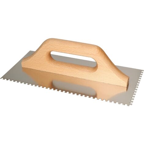 KOTARBAU Truelle dentée en acier inoxydable 280 x 130 mm - Taille du nom avec poignée en bois (4 x 4 mm). (1/5)
